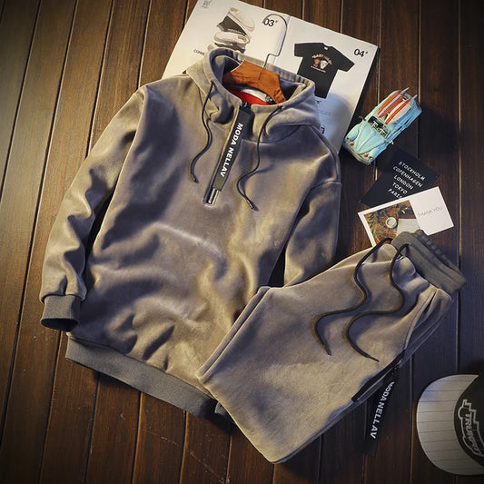 Men's Double-sided Hoodies with Pants Tracksuit
