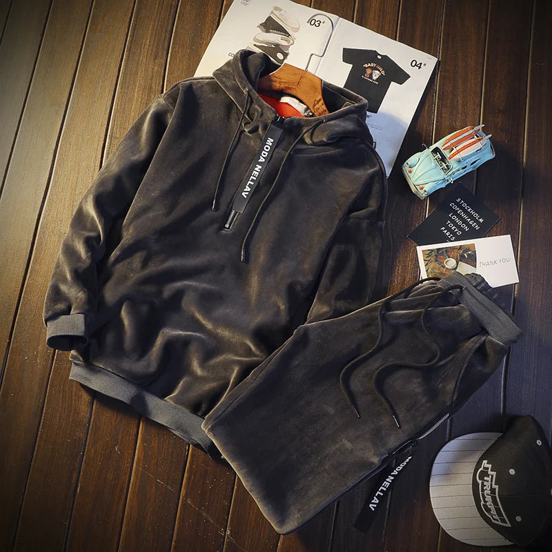 Men's Double-sided Hoodies with Pants Tracksuit