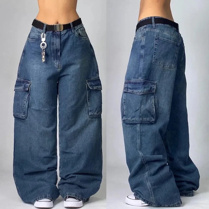 Streetwear Fashion New Multi-pocket Washed Baggy Jeans