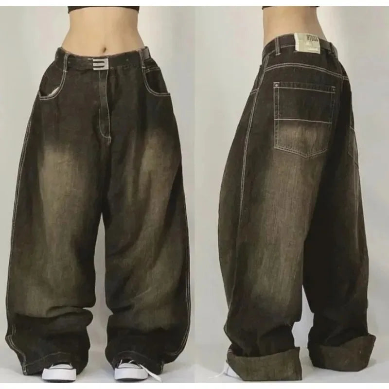 Streetwear Fashion New Multi-pocket Washed Baggy Jeans