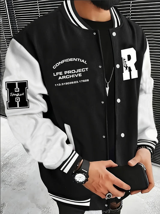 Casual Street Style Baseball Jacket with Button