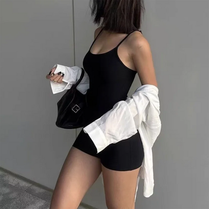 Sexy Backless Playsuits Women Summer Fashion Black New Rompers Slim Solid Color