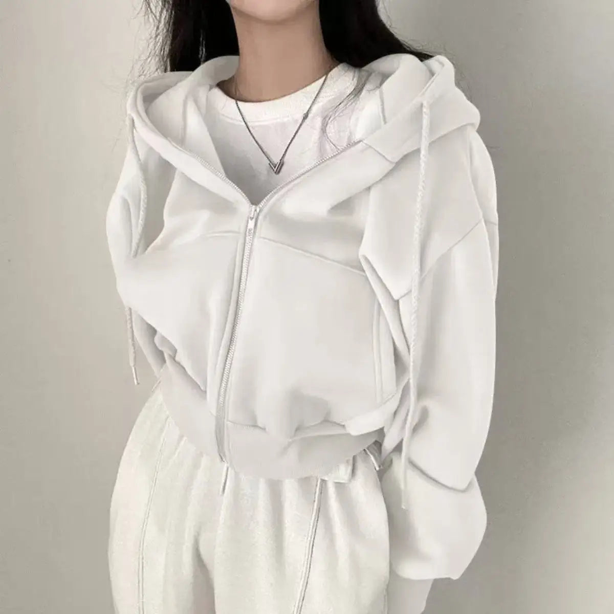 Casual Women Streetwear Zip Up Sweatshirts