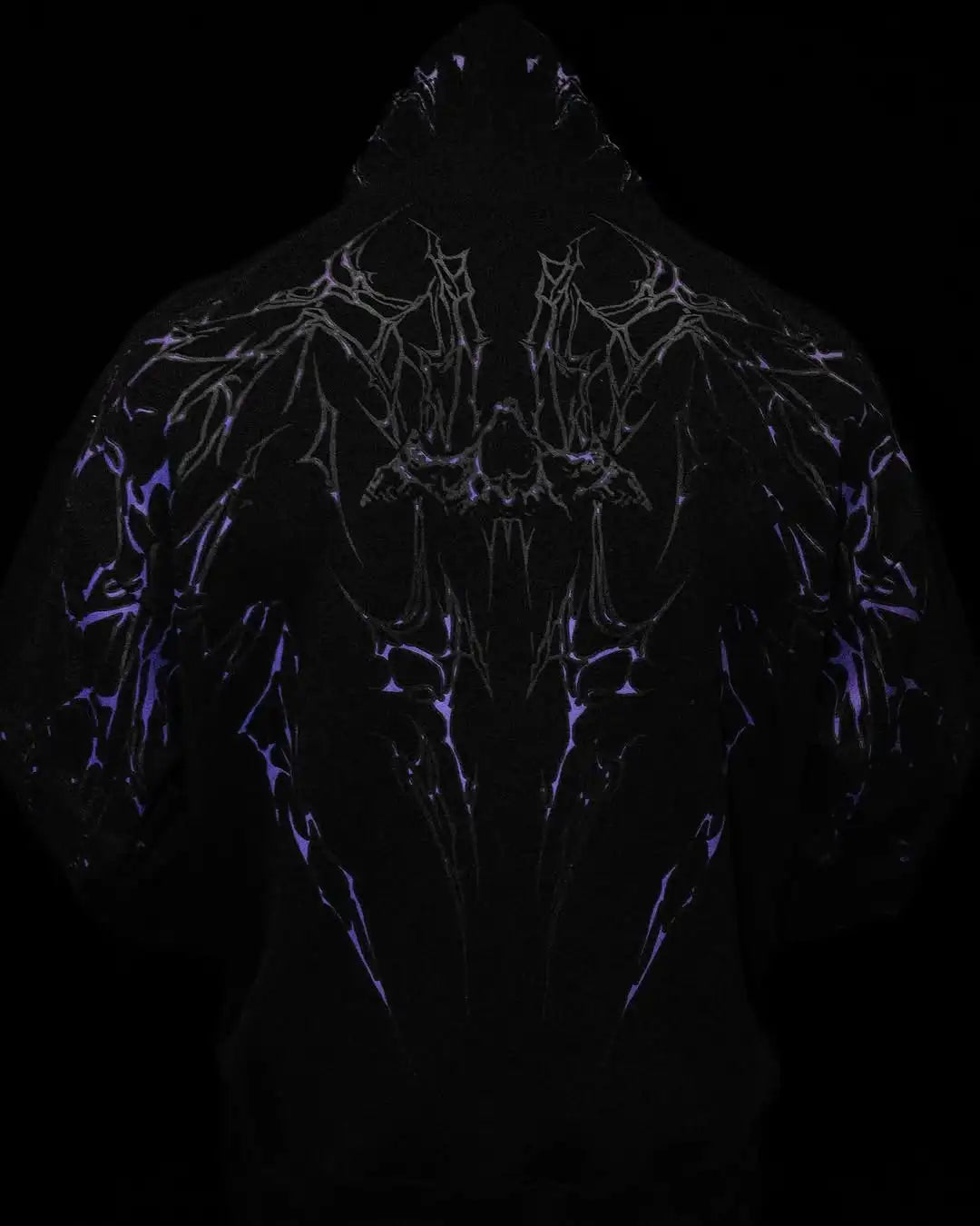 Mens Gothic Style Black Zip Up Hoodie White Skull Pattern Print Design
