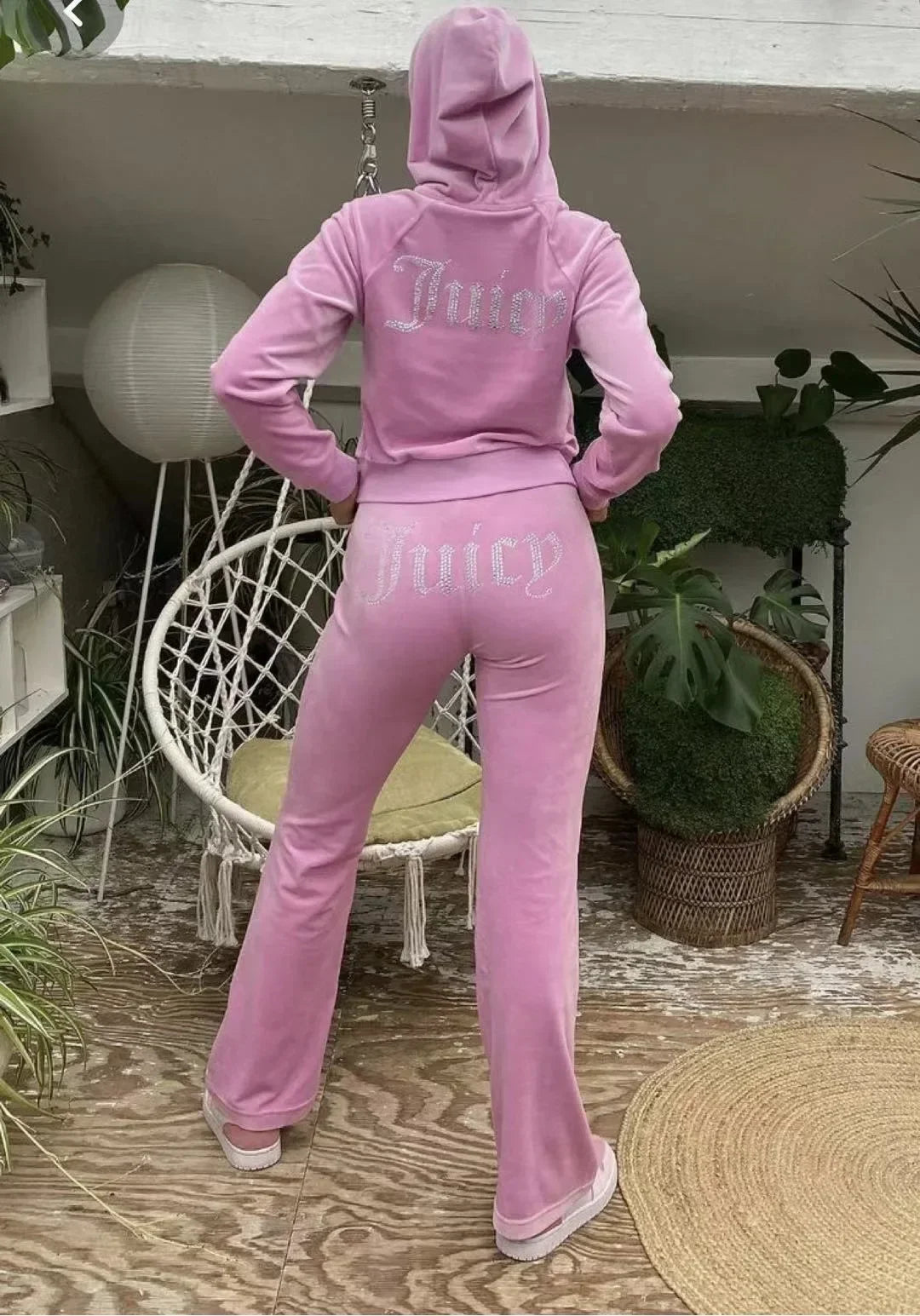 New Juicy Coutoure Tracksuit Women Velvet Diamond Long Sleeve Pants & Hoodie ☆