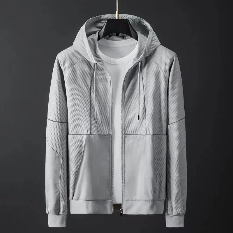 Men Tracksuit Zipper Hooded Jacket and Sweatpants