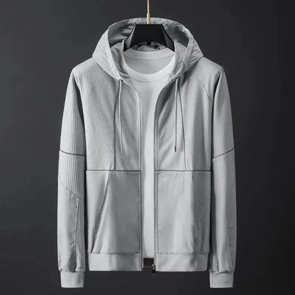 Men Tracksuit Zipper Hooded Jacket and Sweatpants