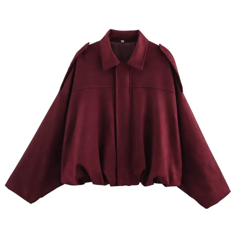 HH Women's Street Fashion Solid Loose Suede Texture Coats