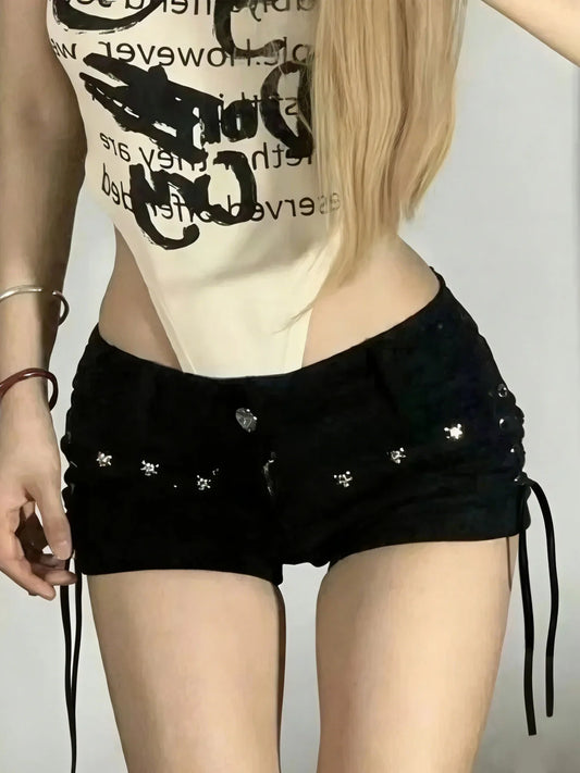 Shorts Women Skinny Creativity Lace-up Popular Streetwear