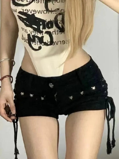 Shorts Women Skinny Creativity Lace-up Popular Streetwear