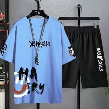 Summer men's clothing Fashion tracksuits Casual T-shirt + Shorts
