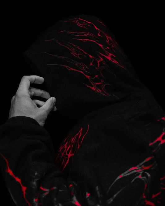 Mens Gothic Style Black Zip Up Hoodie White Skull Pattern Print Design
