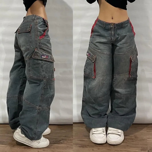 Streetwear Fashion New Multi-pocket Washed Baggy Jeans