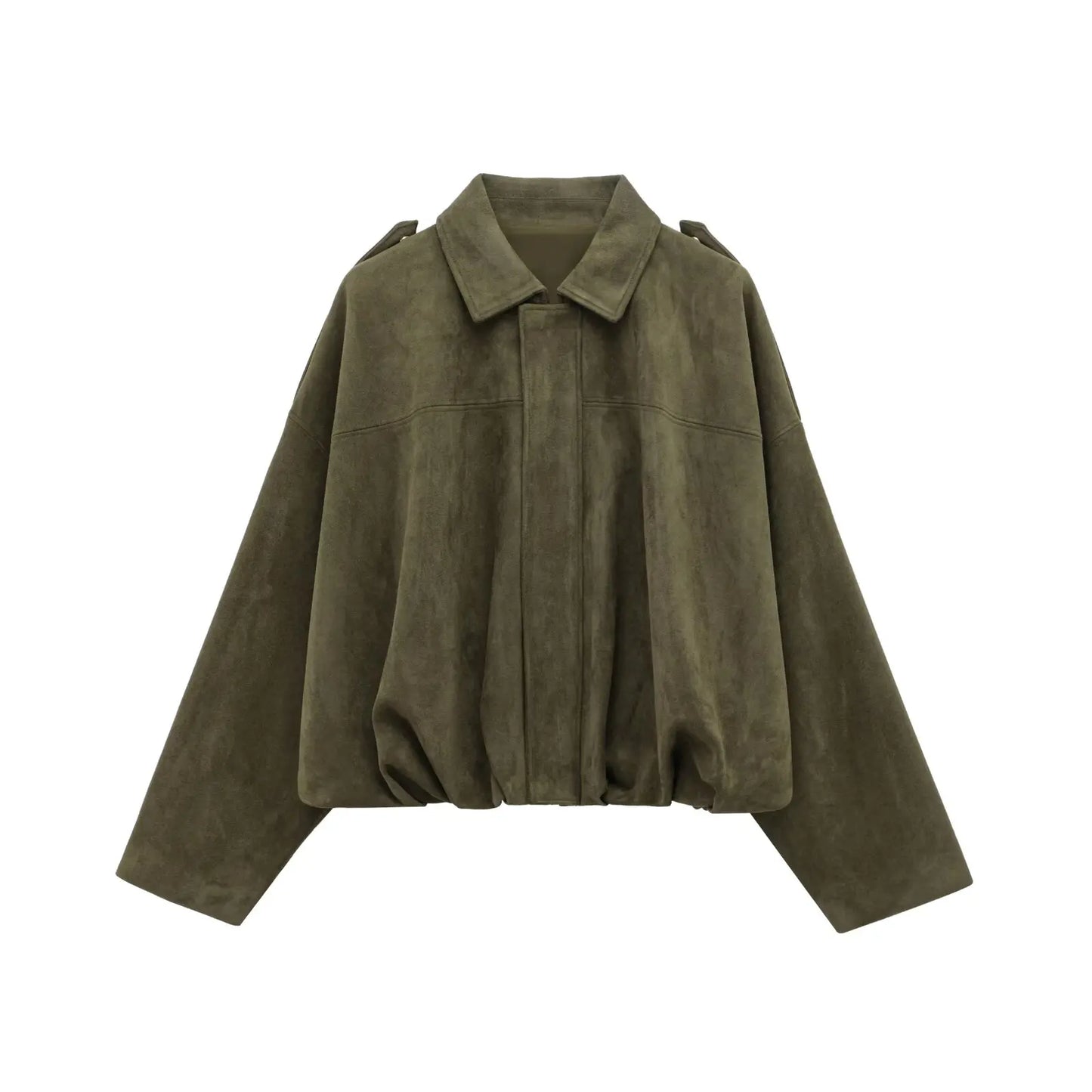 HH Women's Street Fashion Solid Loose Suede Texture Coats