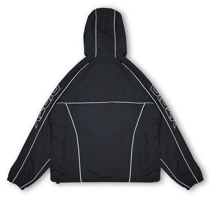 Black Sports Hoodies Casual Loose Embroidered Ziper Casual Pants