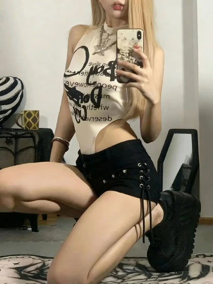 Shorts Women Skinny Creativity Lace-up Popular Streetwear