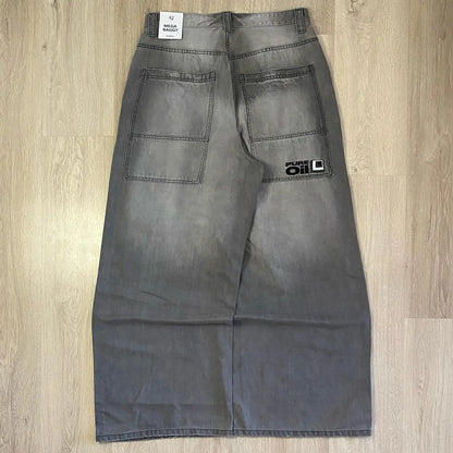 Streetwear Fashion New Multi-pocket Washed Baggy Jeans