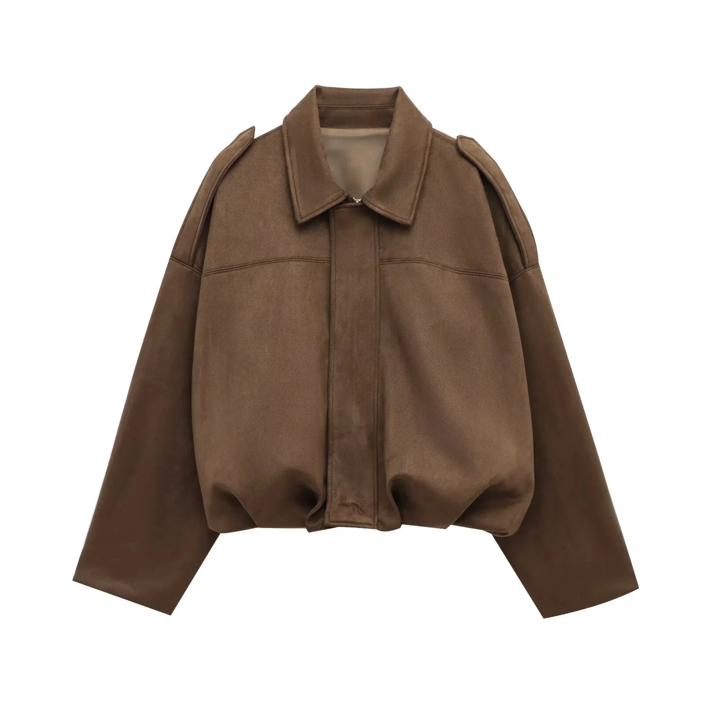 HH Women's Street Fashion Solid Loose Suede Texture Coats