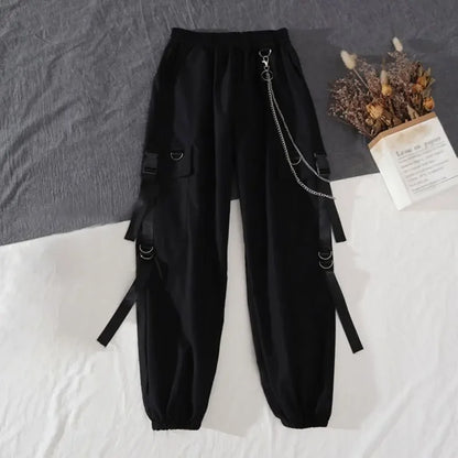 Tracksuit Removable Sleeve with Chain Top Casual Cargo Pants 2 Piece Sets Women's Outfits