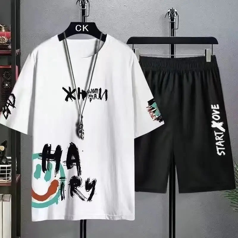 Summer men's clothing Fashion tracksuits Casual T-shirt + Shorts