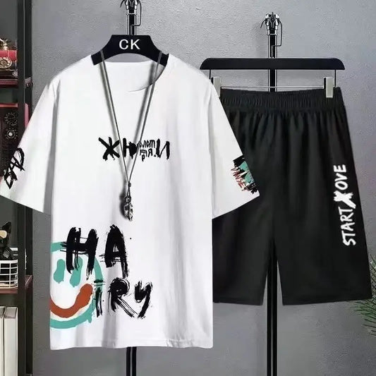 Summer men's clothing Fashion tracksuits Casual T-shirt + Shorts