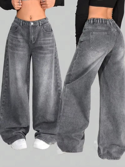 Streetwear Fashion New Multi-pocket Washed Baggy Jeans