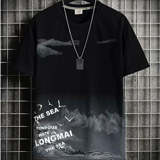 Men's Summer Shorts Set Outfit Student Short Sleeve Tee 2 Piece Set