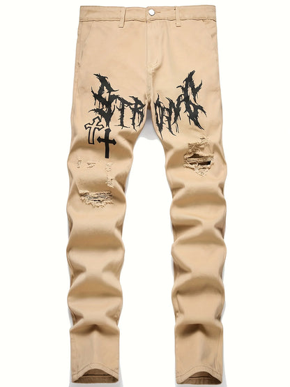 Men's street paint printed jeans
