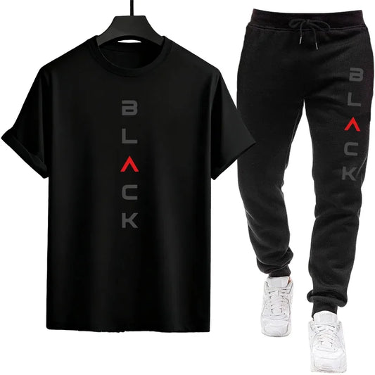 Mens Tracksuit Casual Short Sleeve Clothing Piece T-shirt Pants Summer Outfit