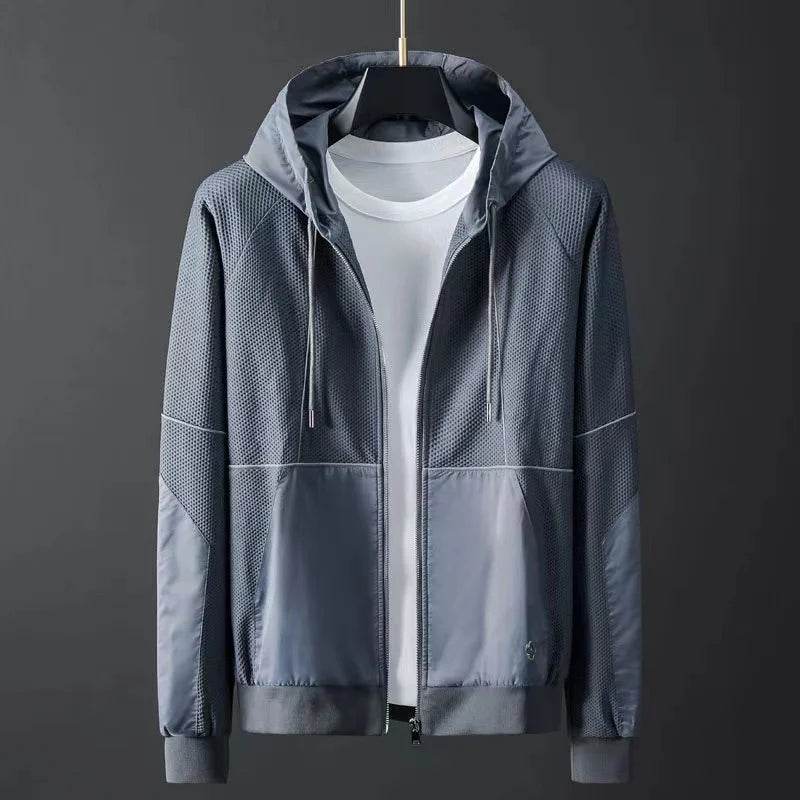 Men Tracksuit Zipper Hooded Jacket and Sweatpants