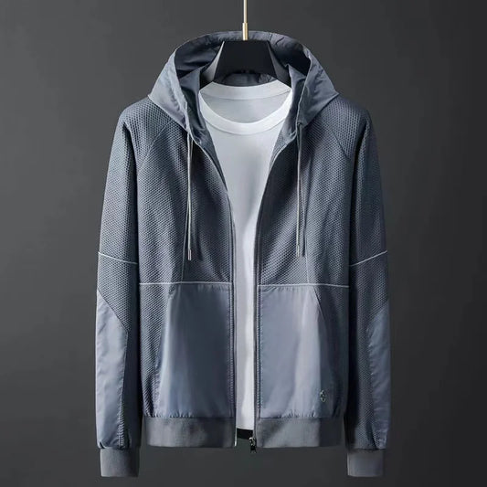 Men Tracksuit Zipper Hooded Jacket and Sweatpants