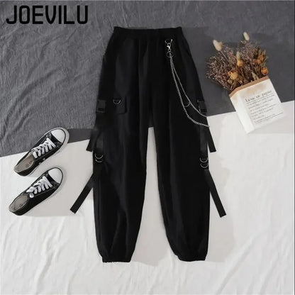 Tracksuit Removable Sleeve with Chain Top Casual Cargo Pants 2 Piece Sets Women's Outfits